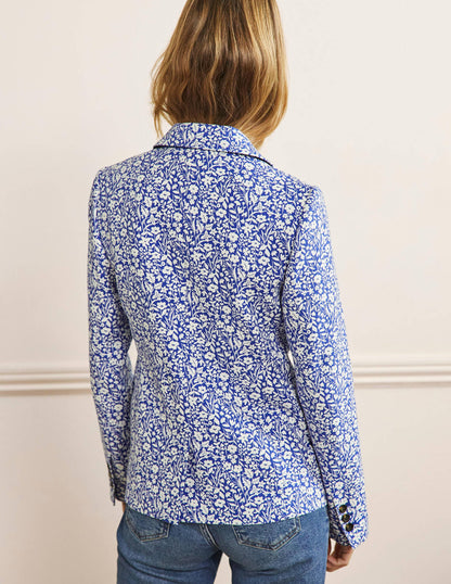 Carrie Textured Cotton Blazer-Ocean Blue/Ivory Wildflower-3