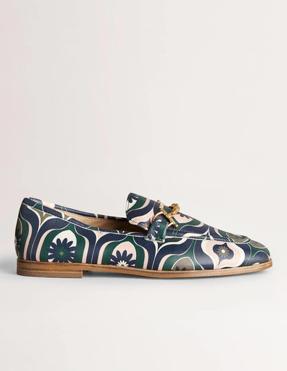 Snaffle Detail Leather Loafers-Multi, Geo Swirl-1