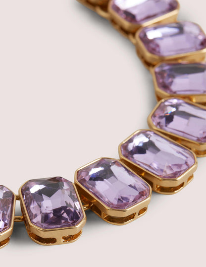 Chunky Jewelled Necklace-Purple-2
