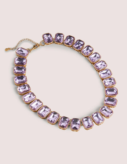 Chunky Jewelled Necklace-Purple-1