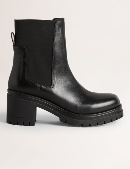 Chunky Heeled Chelsea Boots-Black-1