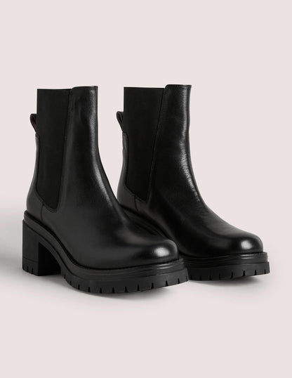 Chunky Heeled Chelsea Boots-Black-2