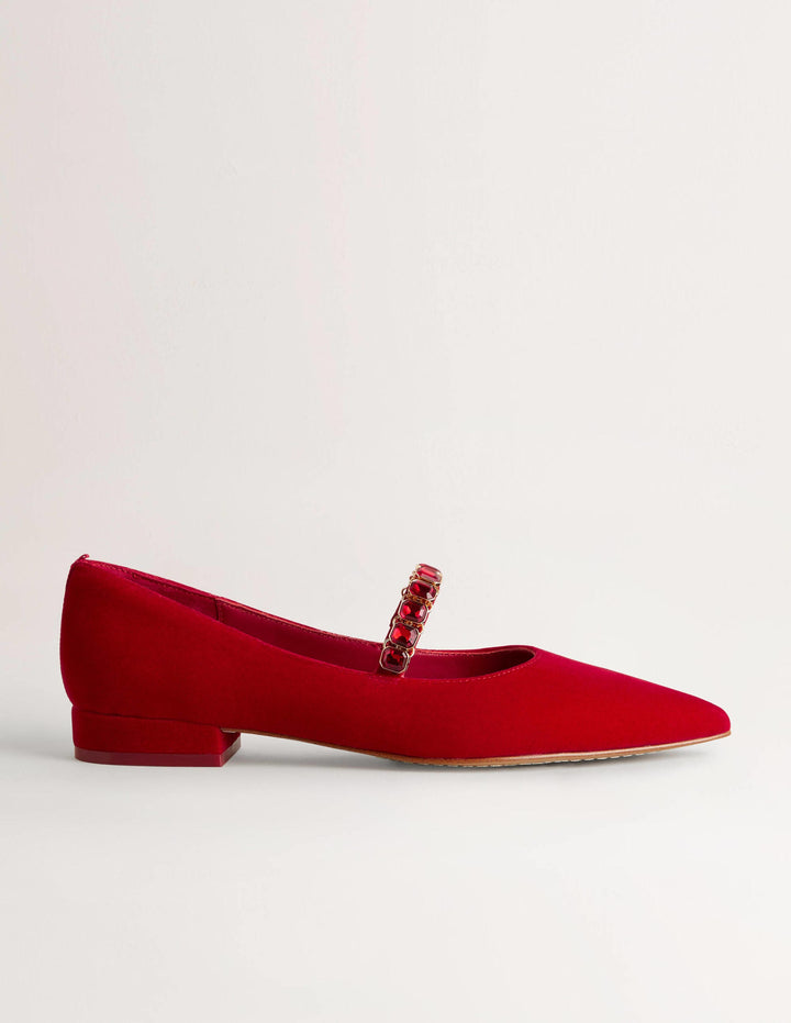 Crystal Strap Mary Jane Shoes-Poinsettia