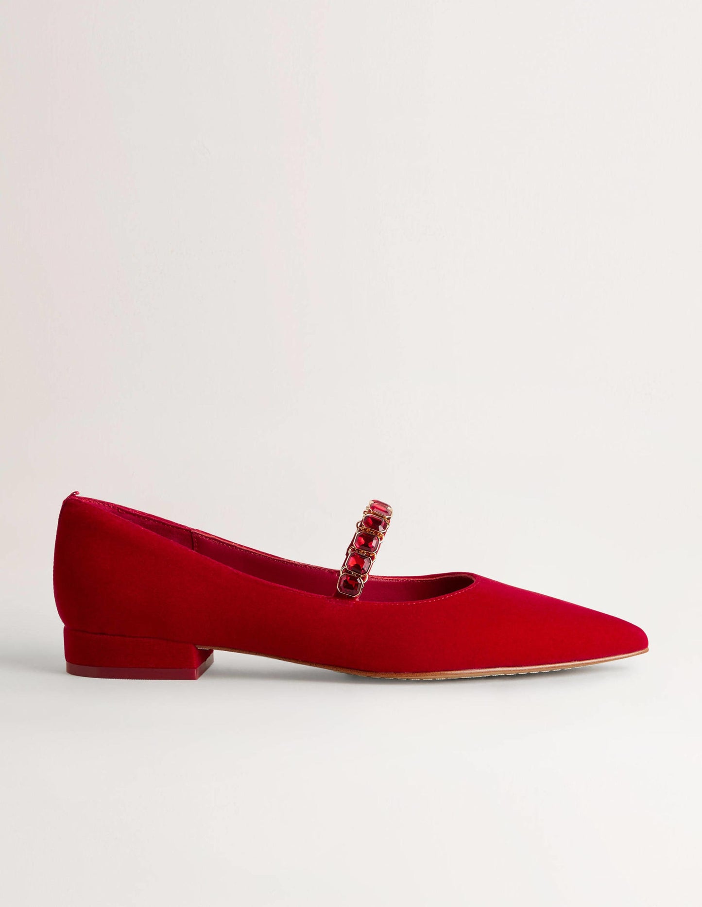 Crystal Strap Mary Jane Shoes-Poinsettia
