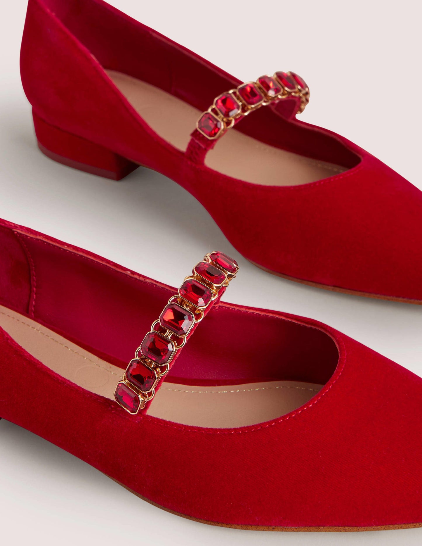 Crystal Strap Mary Jane Shoes-Poinsettia