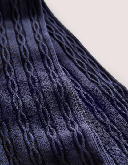 Cable Knit Tights-Midnight Navy-2