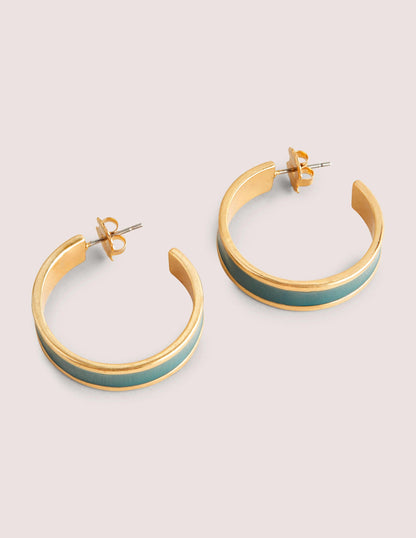 Enamel Hoop Earrings-Hunter Green-1