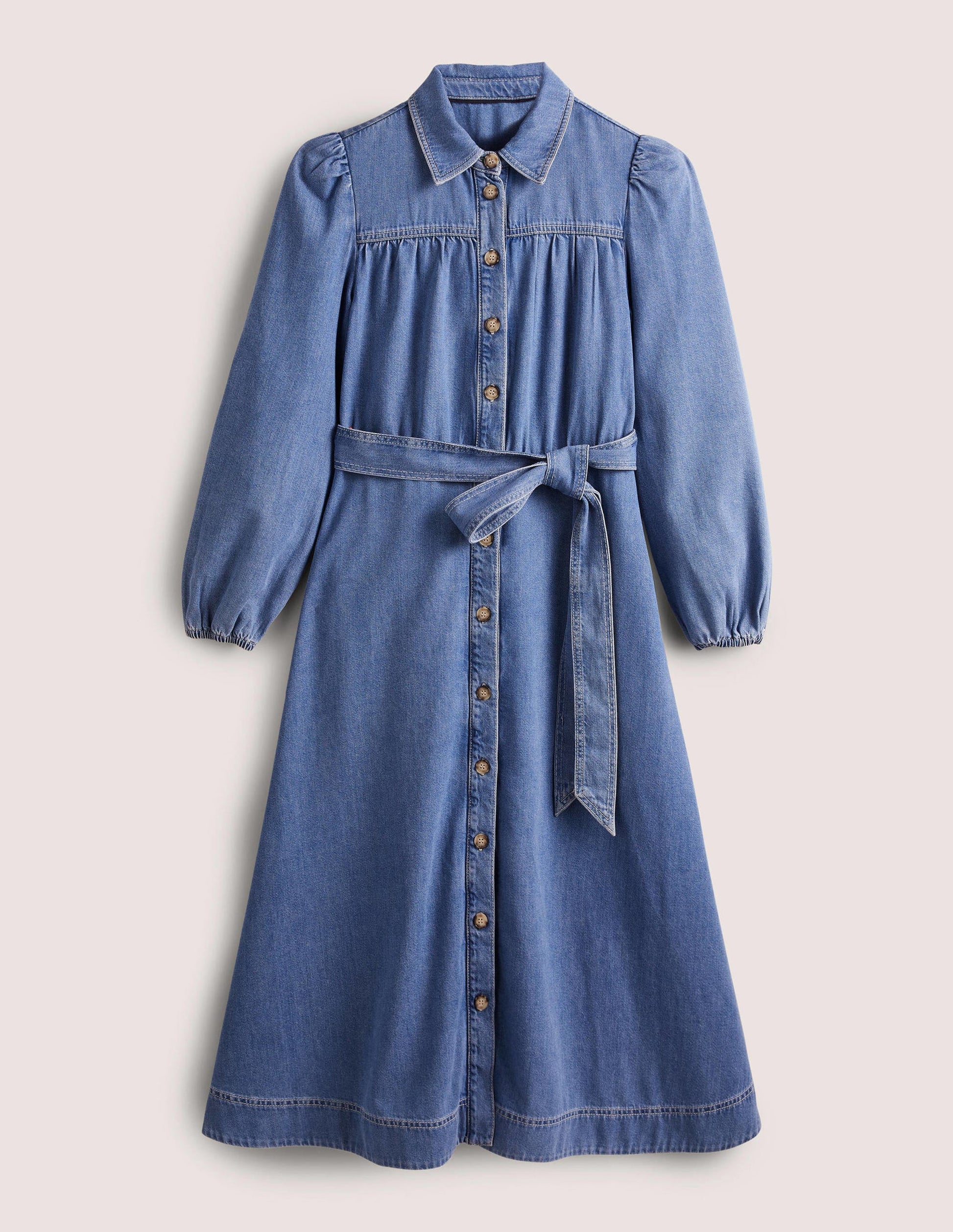 Denim Midi Shirt Dress-Light Denim-8