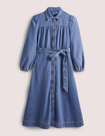 Denim Midi Shirt Dress-Light Denim-8