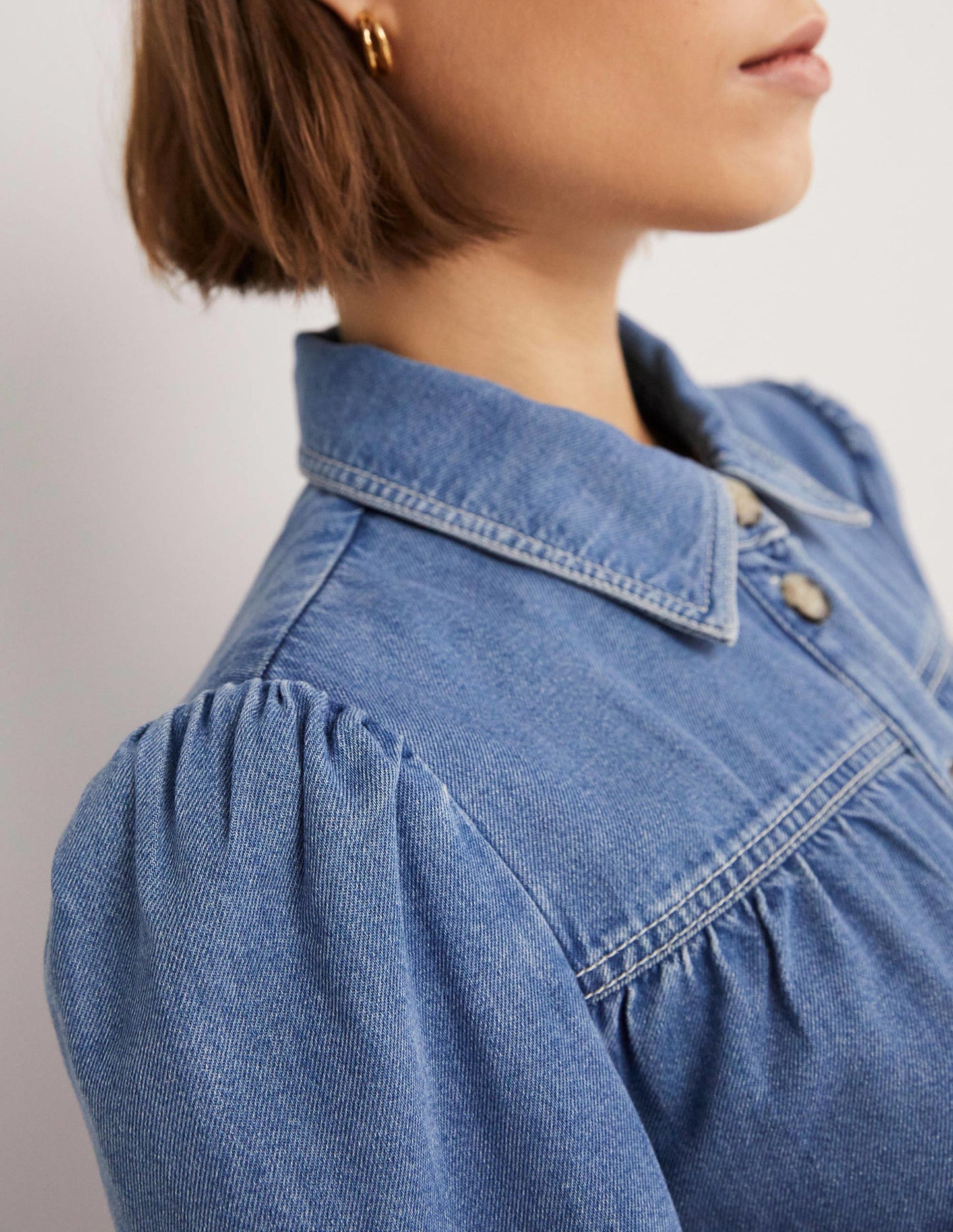 Denim Midi Shirt Dress-Light Denim