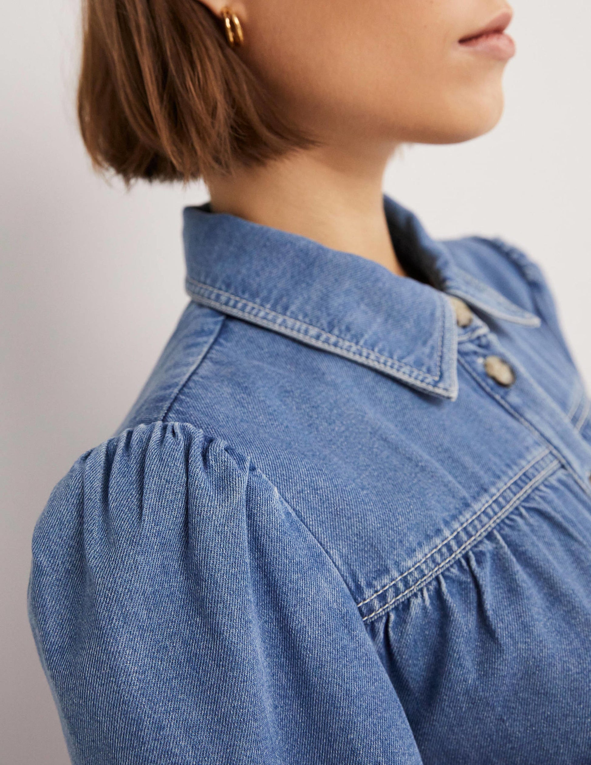 Denim Midi Shirt Dress-Light Denim-3