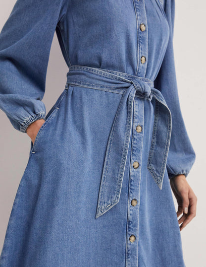 Denim Midi Shirt Dress-Light Denim-5