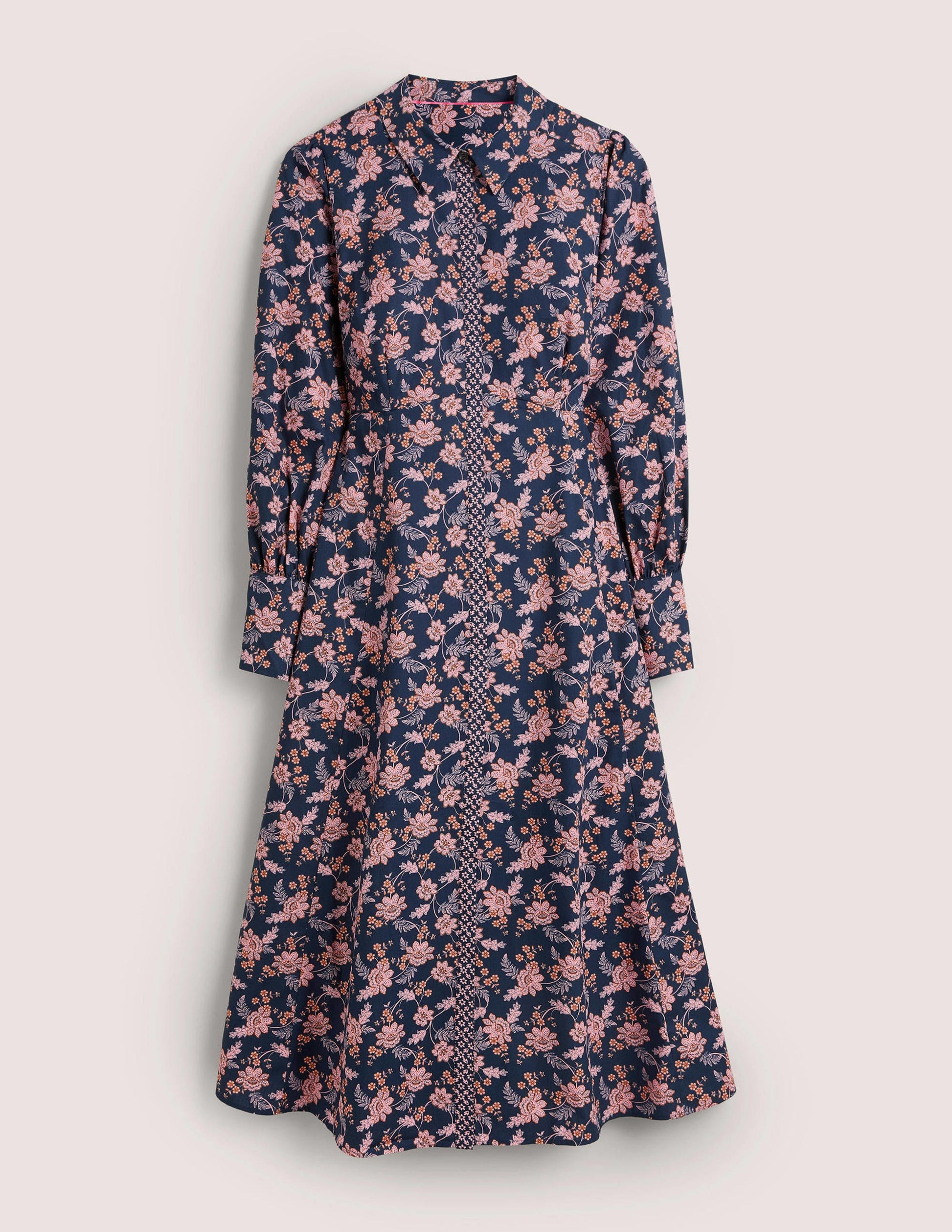 Empire Midi Shirt Dress-Navy, Chintz Bloom-6