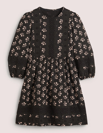 Detail Insert Jersey Dress-Black, Bouquet Bud-6