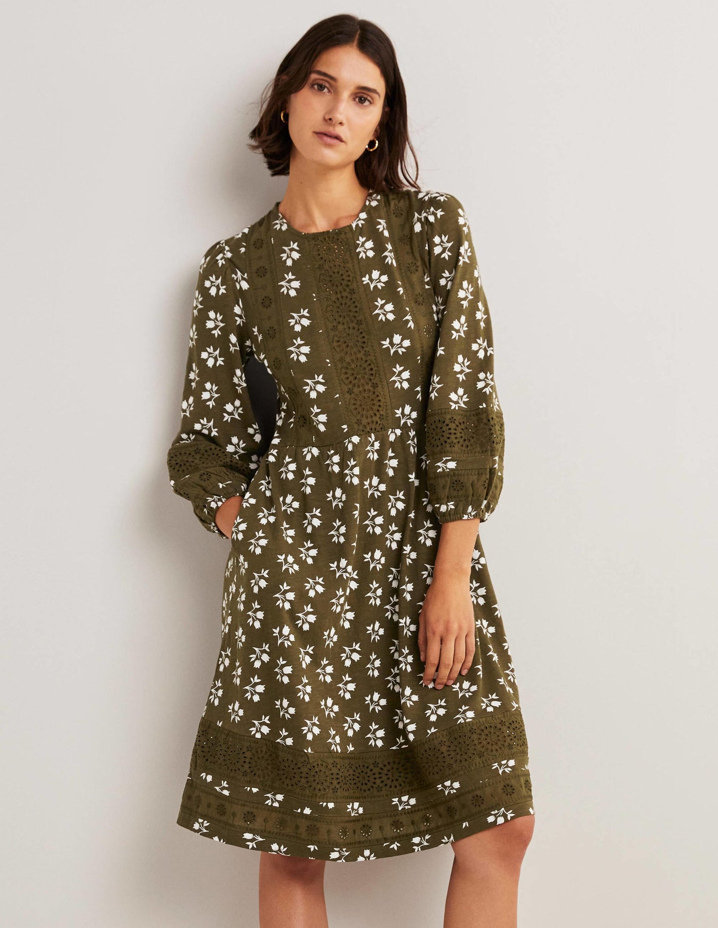 Detail Insert Jersey Dress-Basil, Bouquet Bud