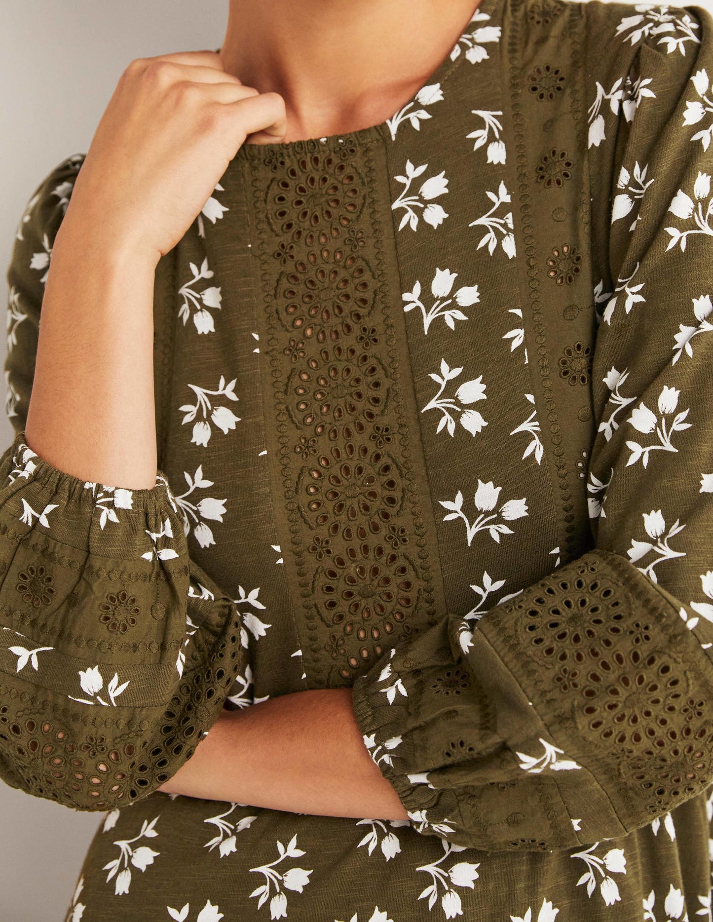 Detail Insert Jersey Dress-Basil, Bouquet Bud