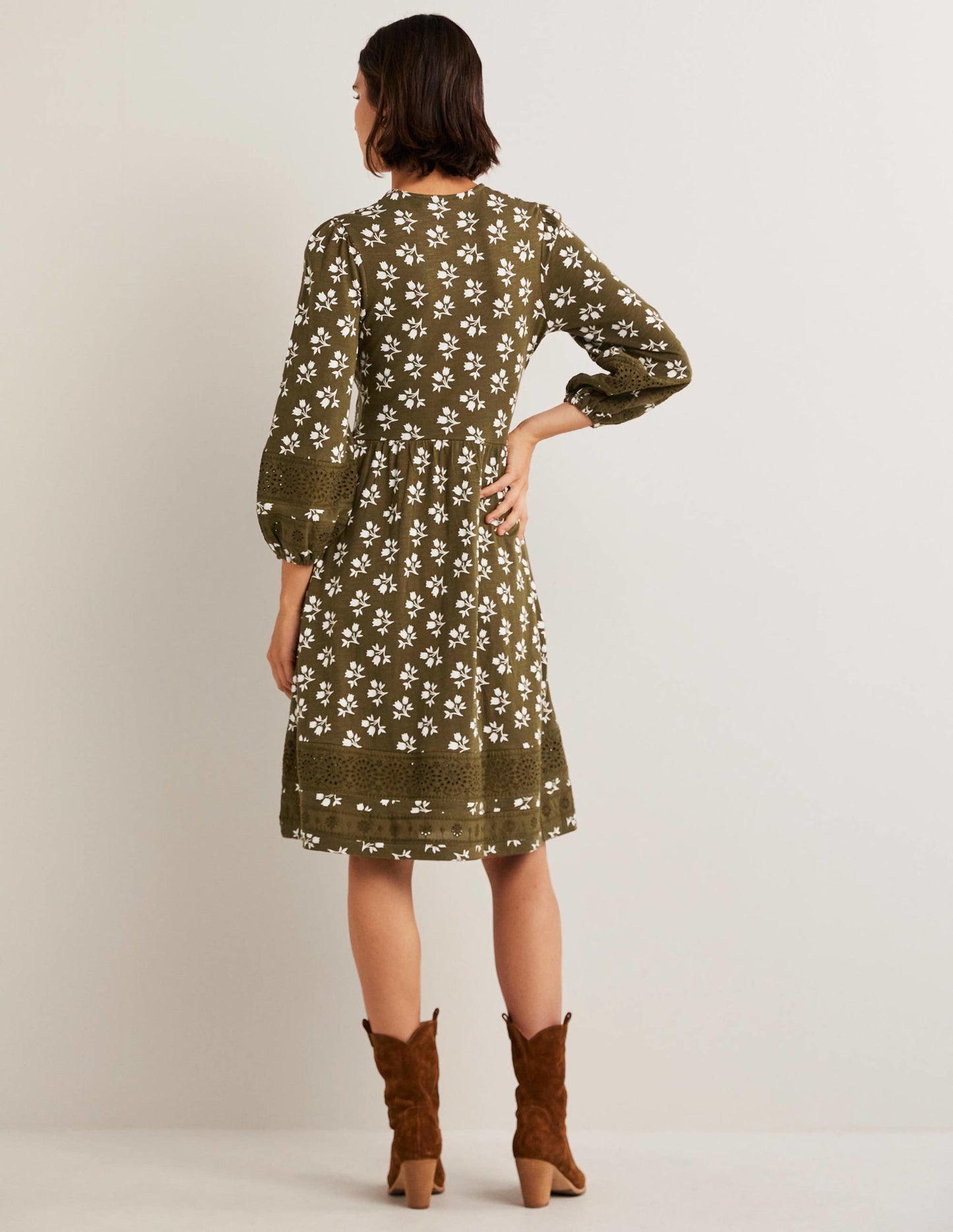 Detail Insert Jersey Dress-Basil, Bouquet Bud