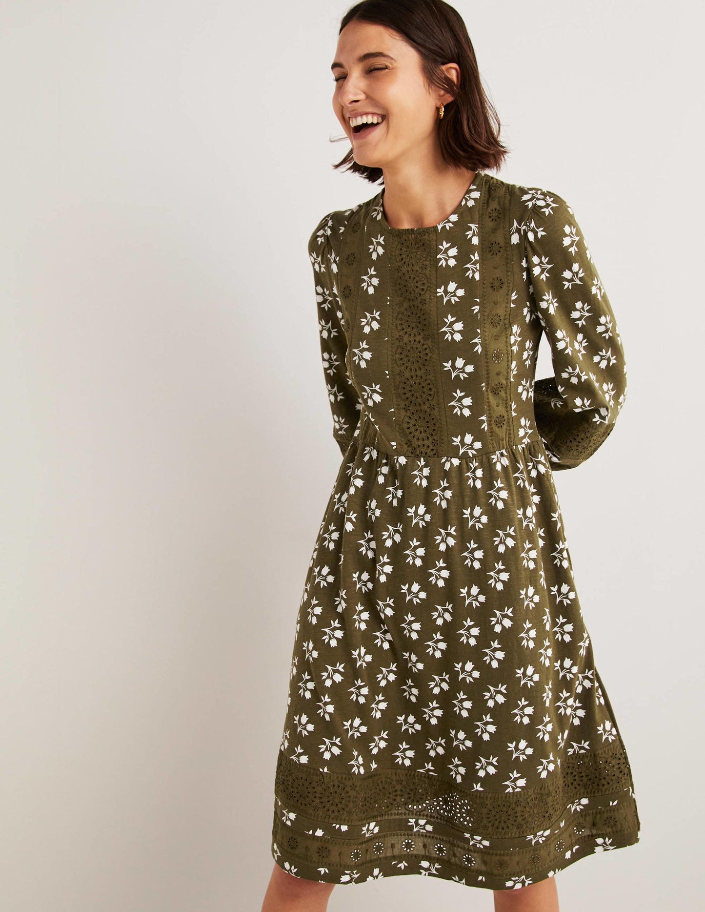 Detail Insert Jersey Dress-Basil, Bouquet Bud