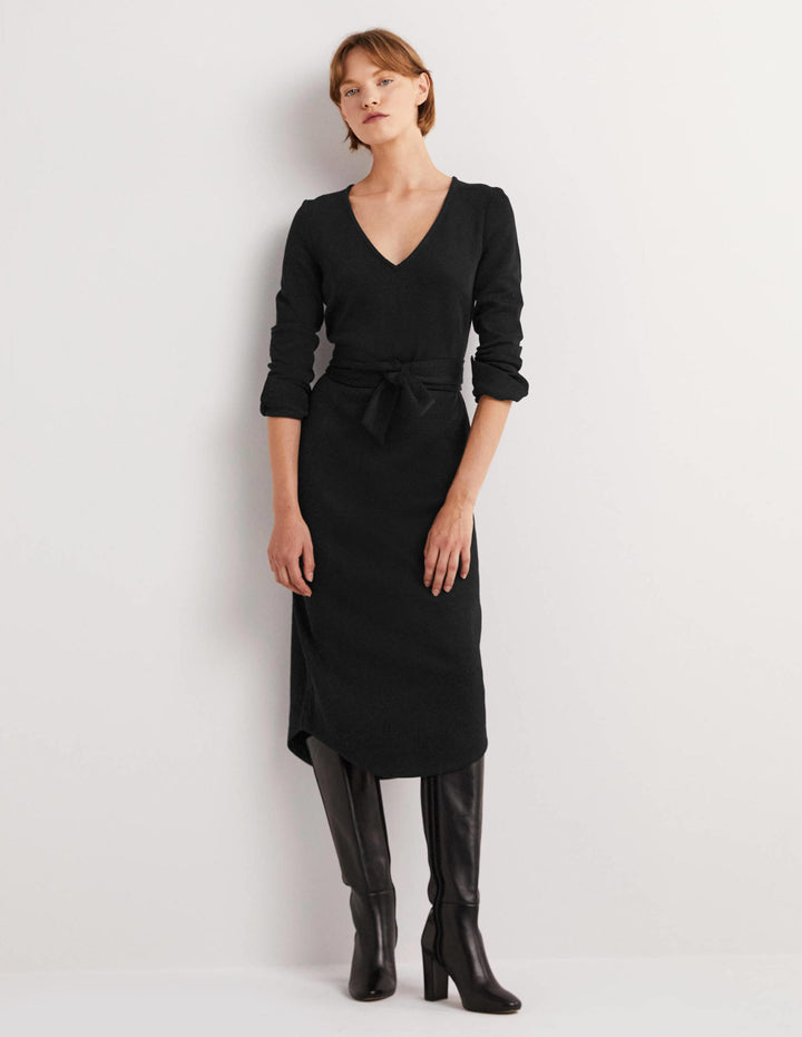 Column Jersey Midi Dress-Black