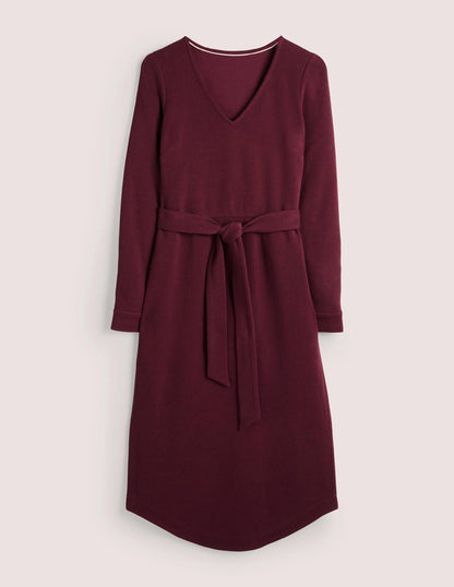 Column Jersey Midi Dress-Mulled Wine