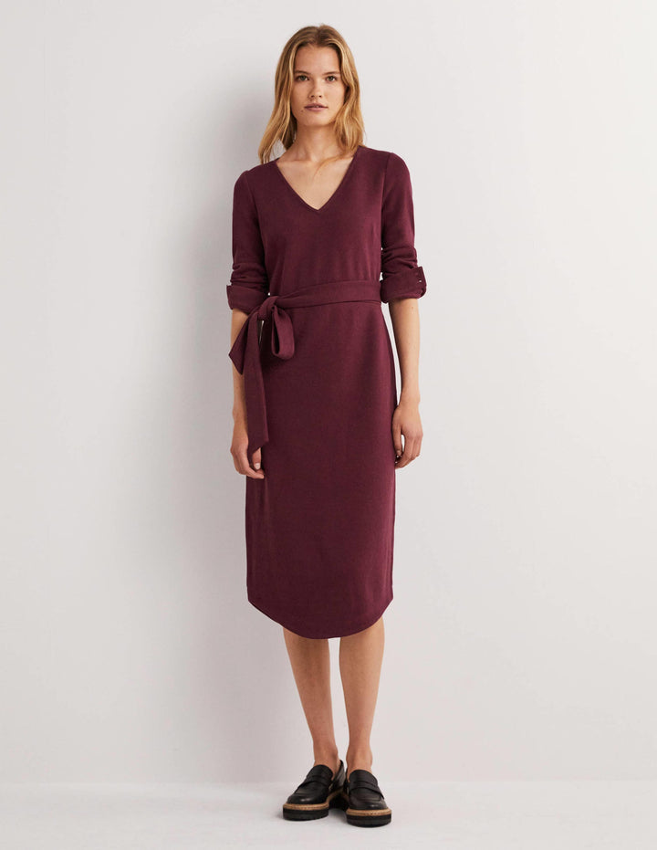 Column Jersey Midi Dress-Mulled Wine