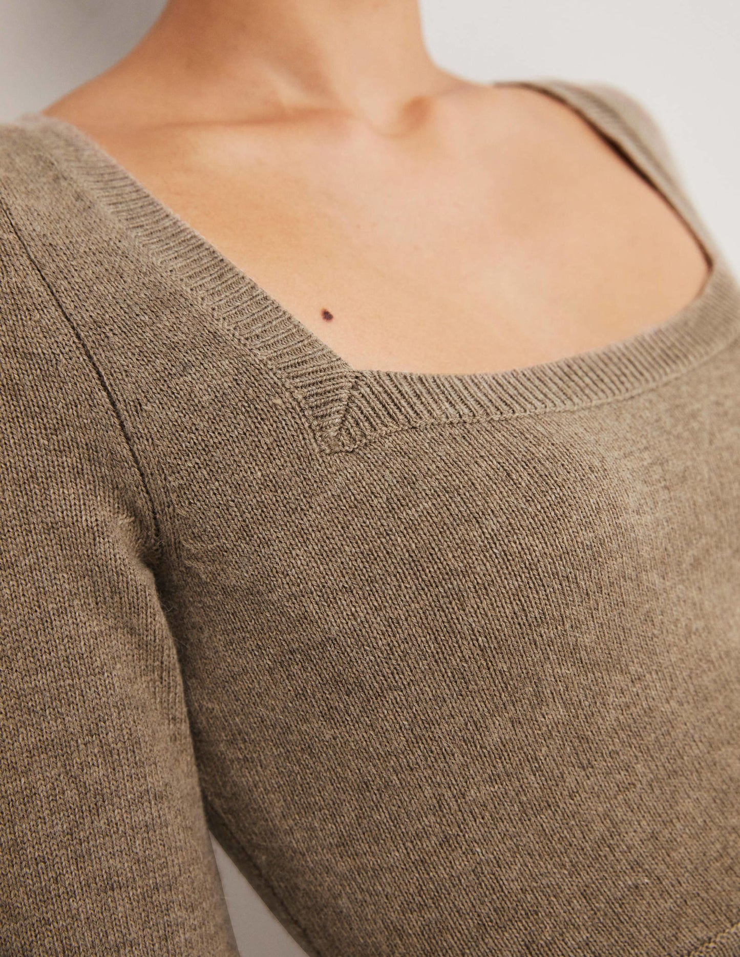 Square Neck Knitted Dress-Dark Mink Melange