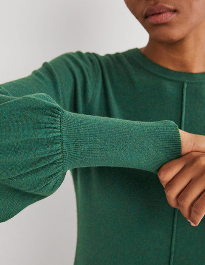 Cuff Detail Knitted Mini Dress-Hunter Green-2