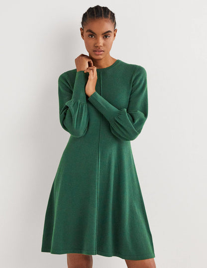 Cuff Detail Knitted Mini Dress-Hunter Green-5