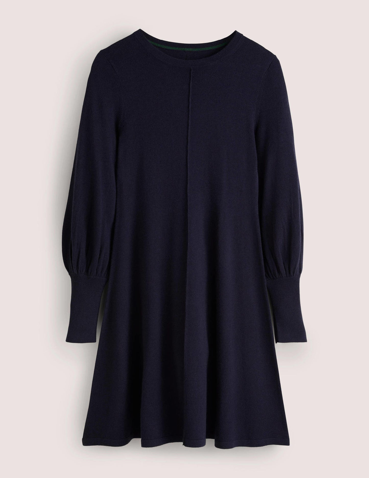 Cuff Detail Knitted Mini Dress-Navy