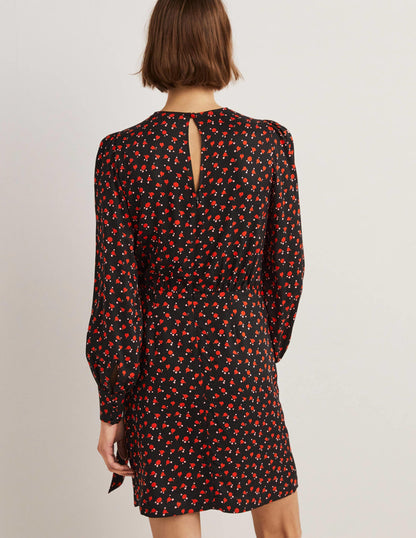 Wrap Skirt Mini Dress-Rocket Red, Tulip Charm-3