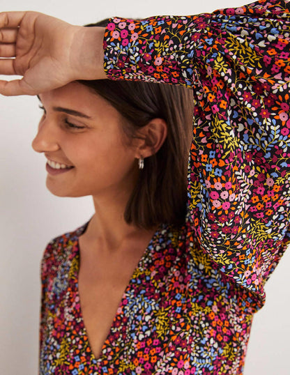 Blouson Sleeve Maxi Tea Dress-Multi, Ditsy Garden-3