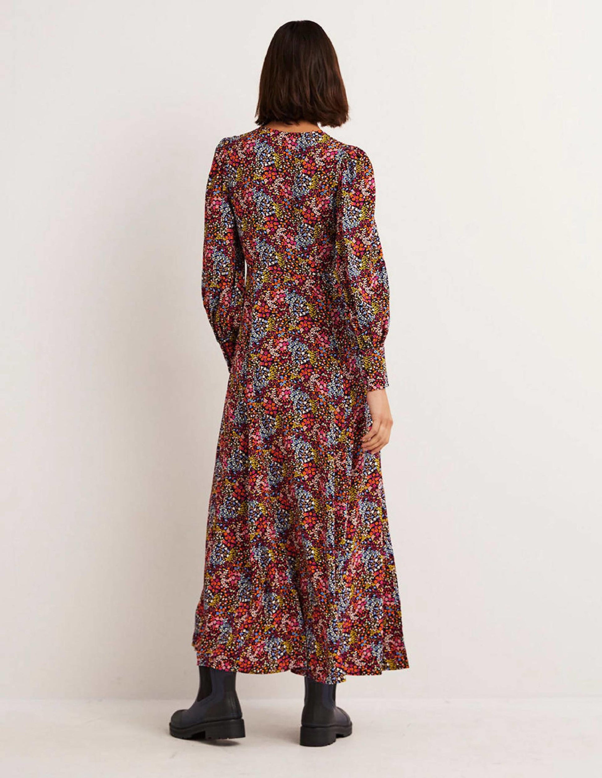 Blouson Sleeve Maxi Tea Dress-Multi, Ditsy Garden-4