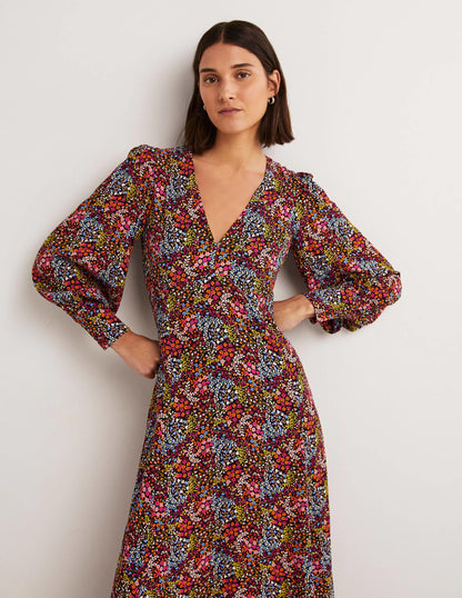 Blouson Sleeve Maxi Tea Dress-Multi, Ditsy Garden-5