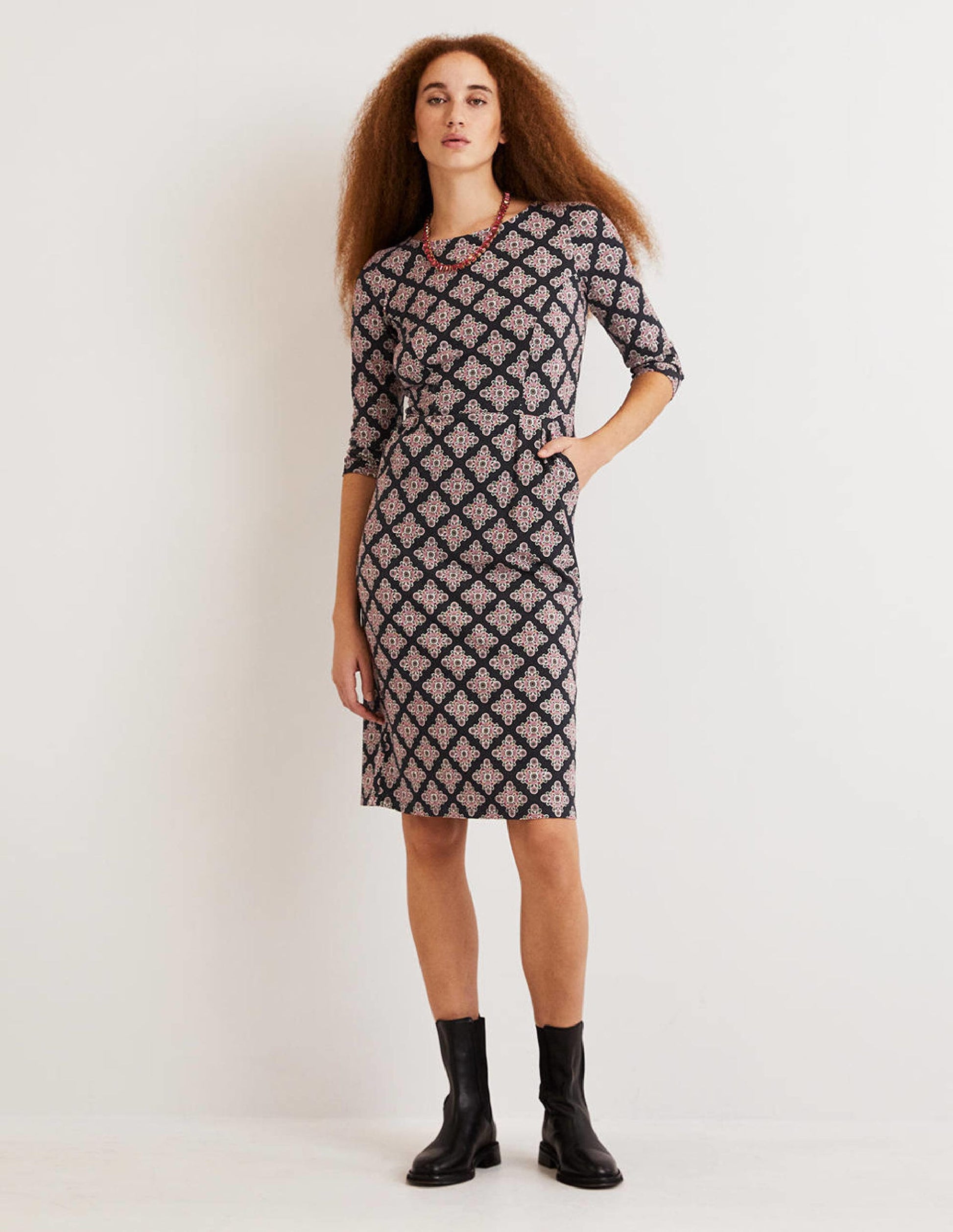 Penny Jersey Dress-Multi, Daisy Illusion Tile-5