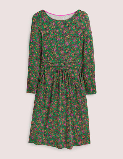 Abigail Jersey Dress-Highland Green, Exotic Floral-6