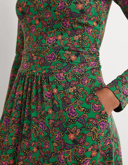 Abigail Jersey Dress-Highland Green, Exotic Floral