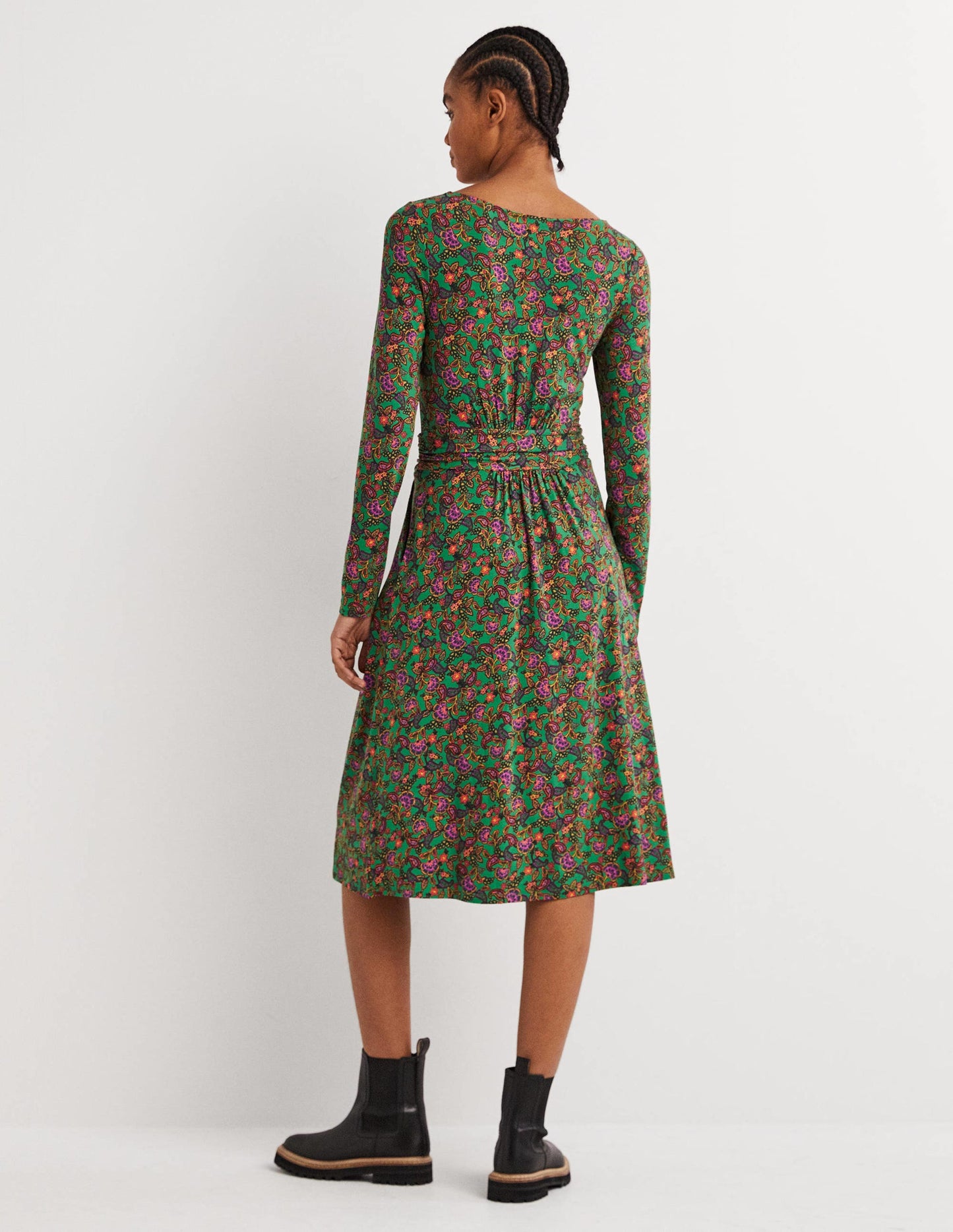 Abigail Jersey Dress-Highland Green, Exotic Floral