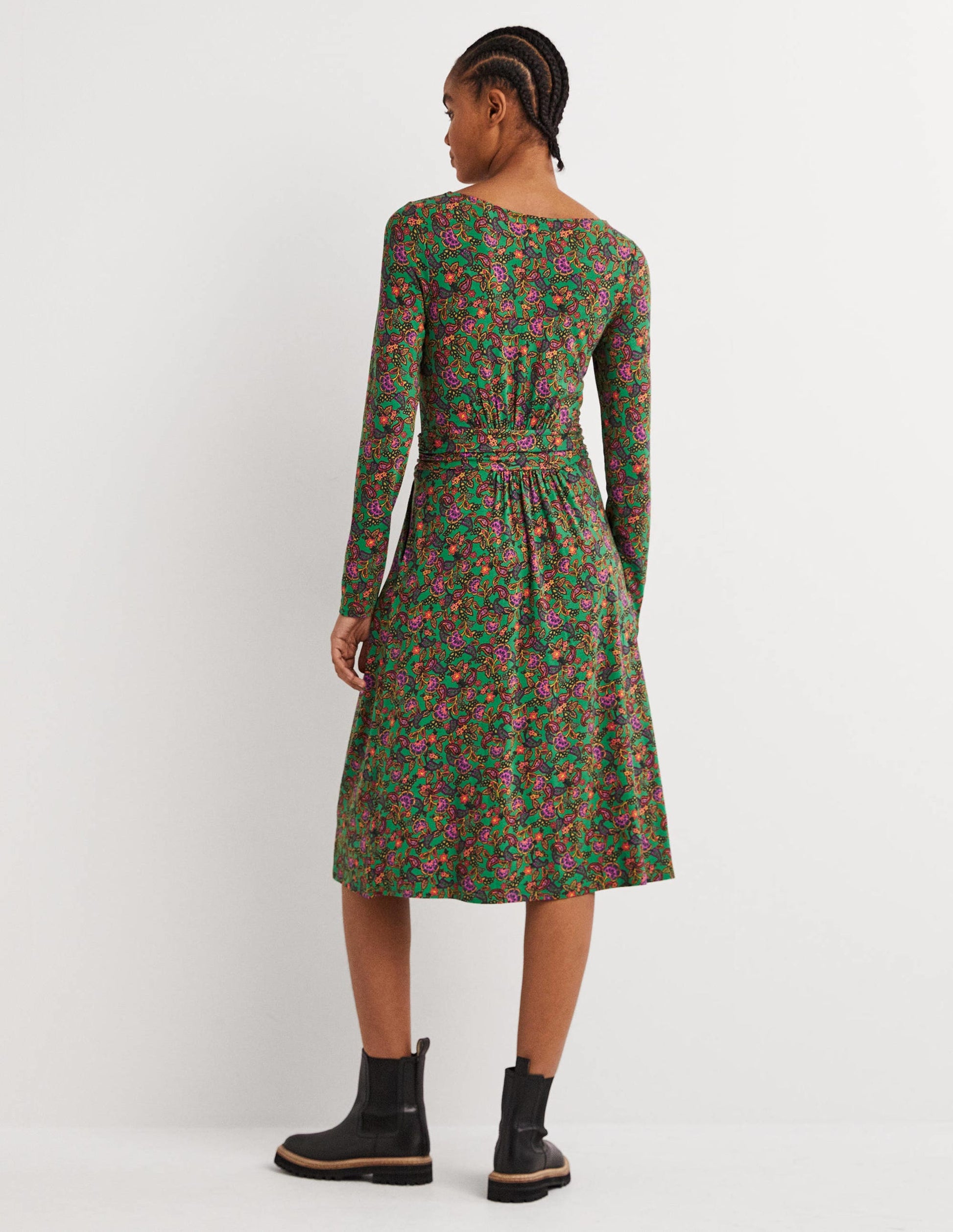 Abigail Jersey Dress-Highland Green, Exotic Floral-3