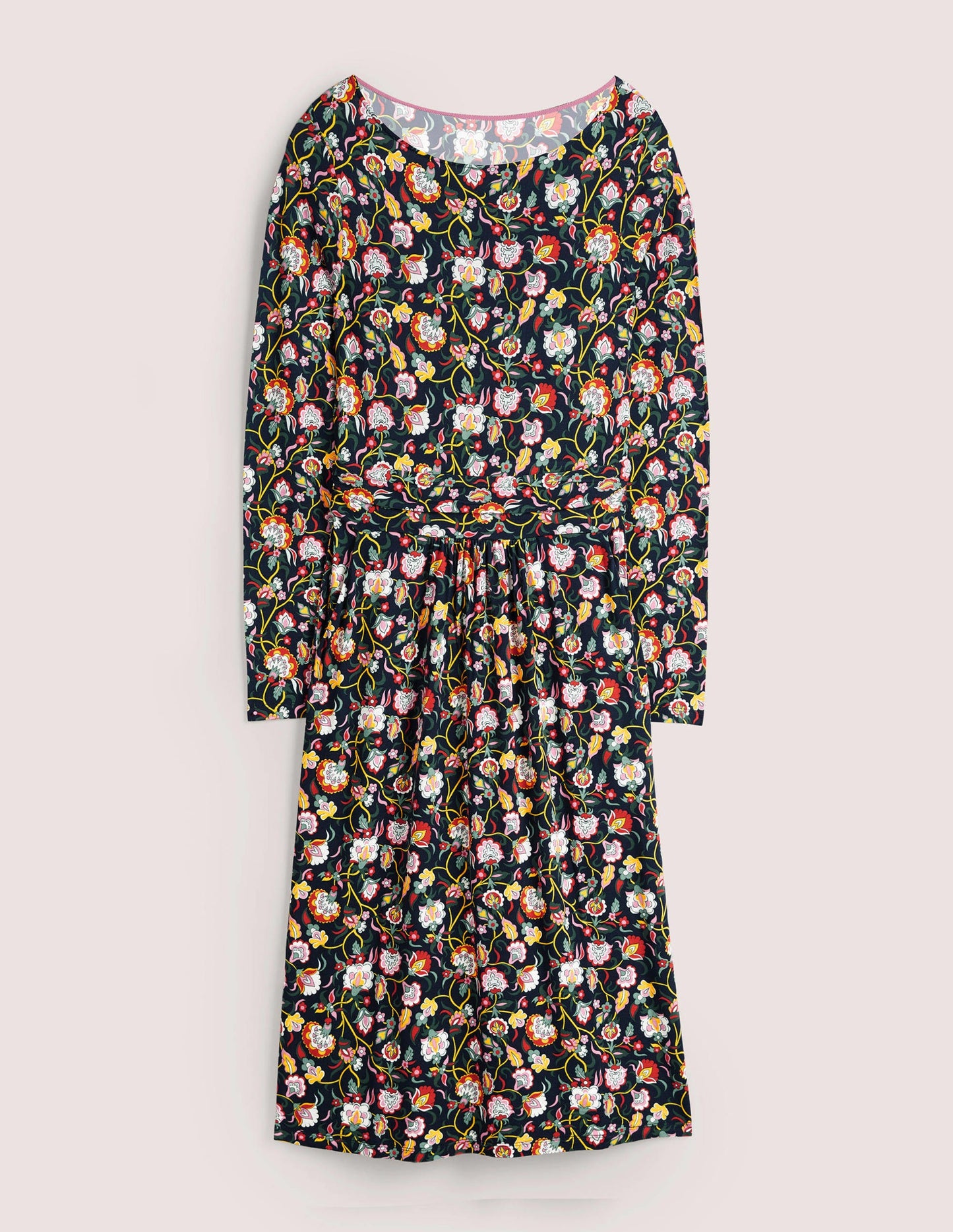 Abigail Jersey Dress-French Navy, Opulent Floral