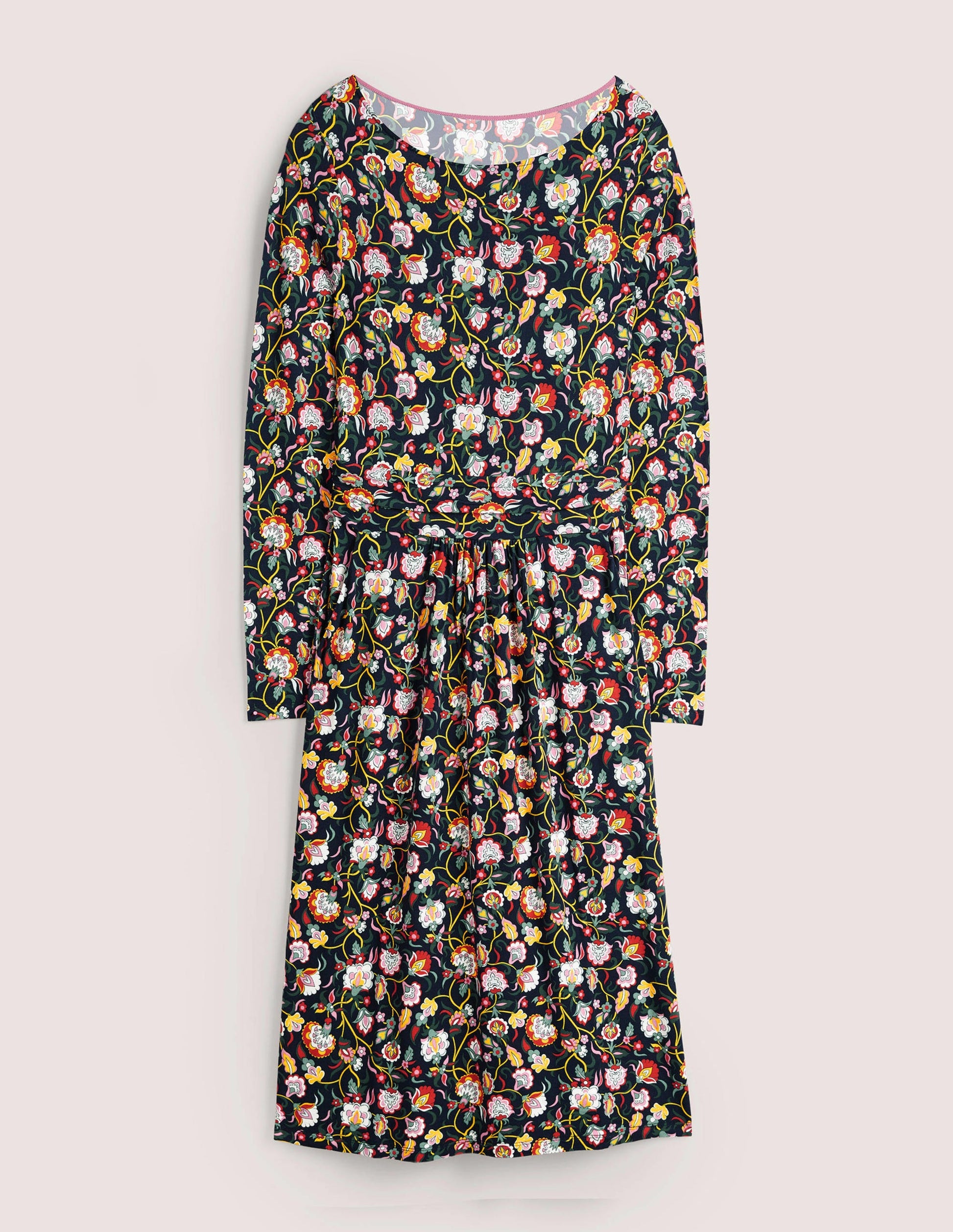 Abigail Jersey Dress-French Navy, Opulent Floral-6