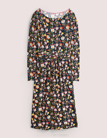 Abigail Jersey Dress-French Navy, Opulent Floral-6