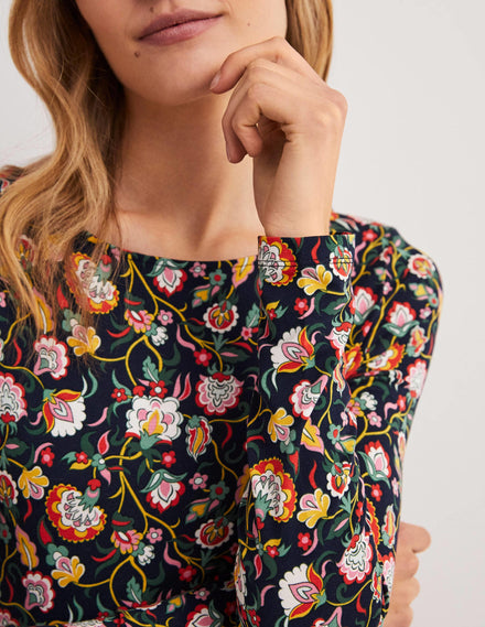 Abigail Jersey Dress-French Navy, Opulent Floral