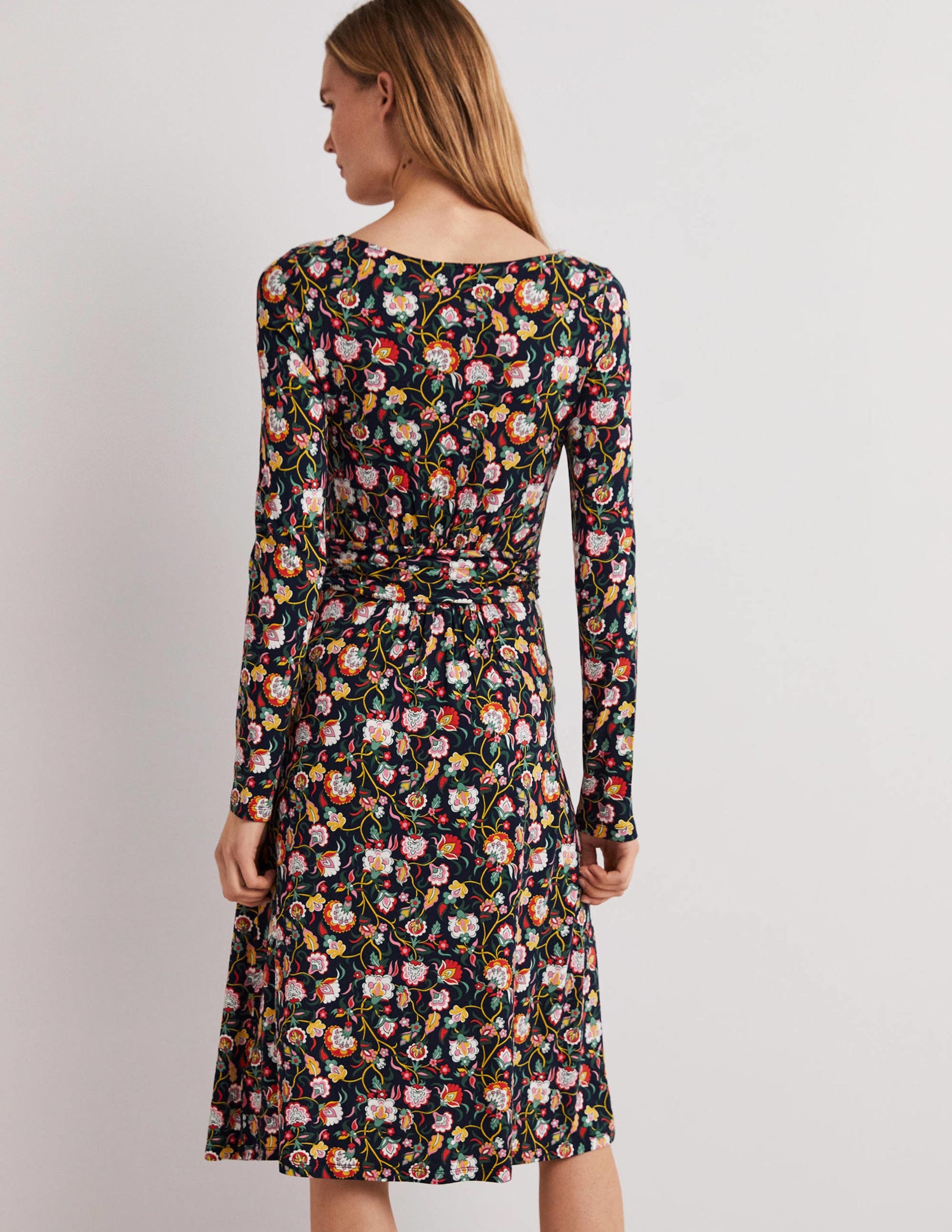 Abigail Jersey Dress-French Navy, Opulent Floral-3