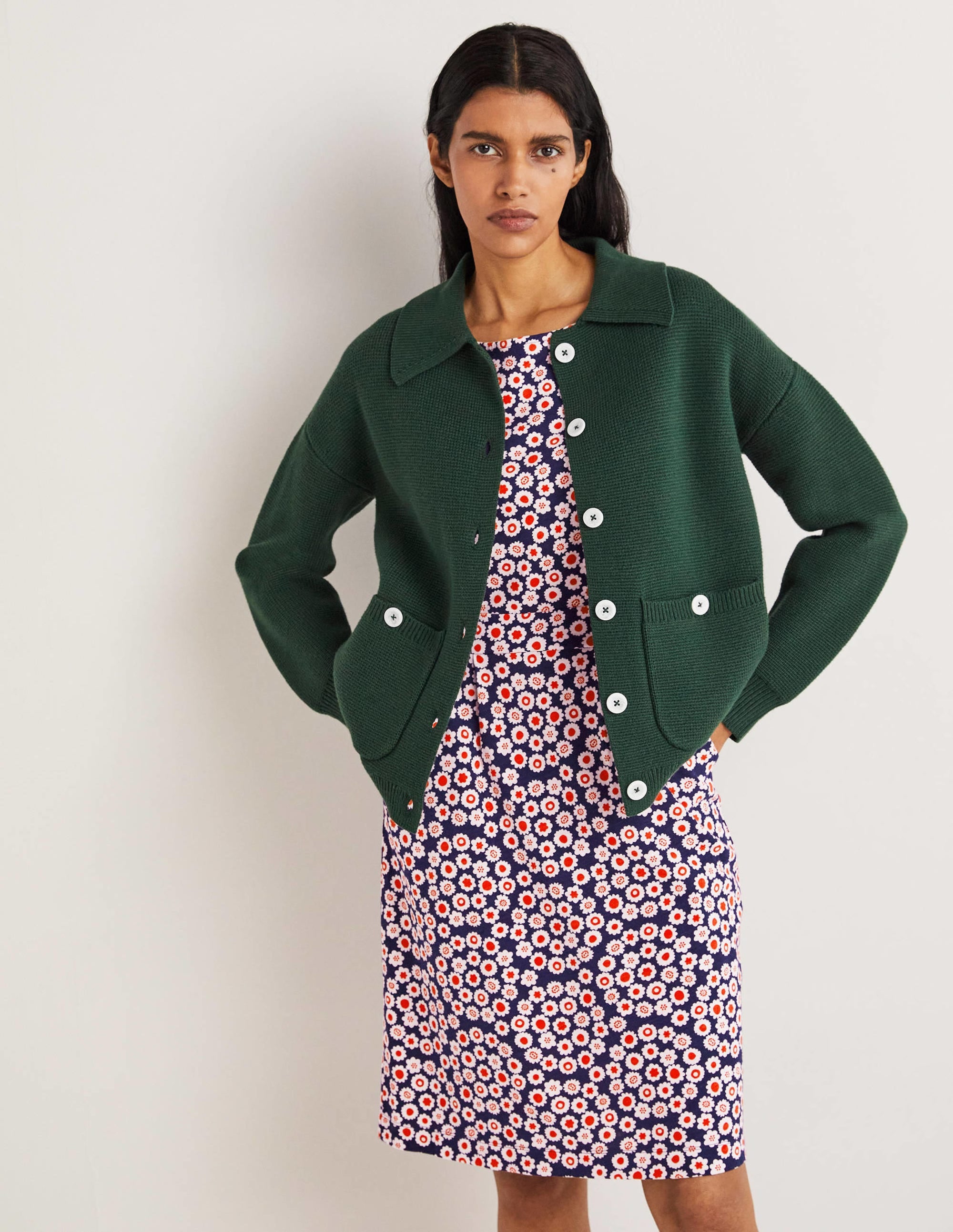 Florrie Jersey Dress-French Navy, Ditsy Swirl - Image 4
