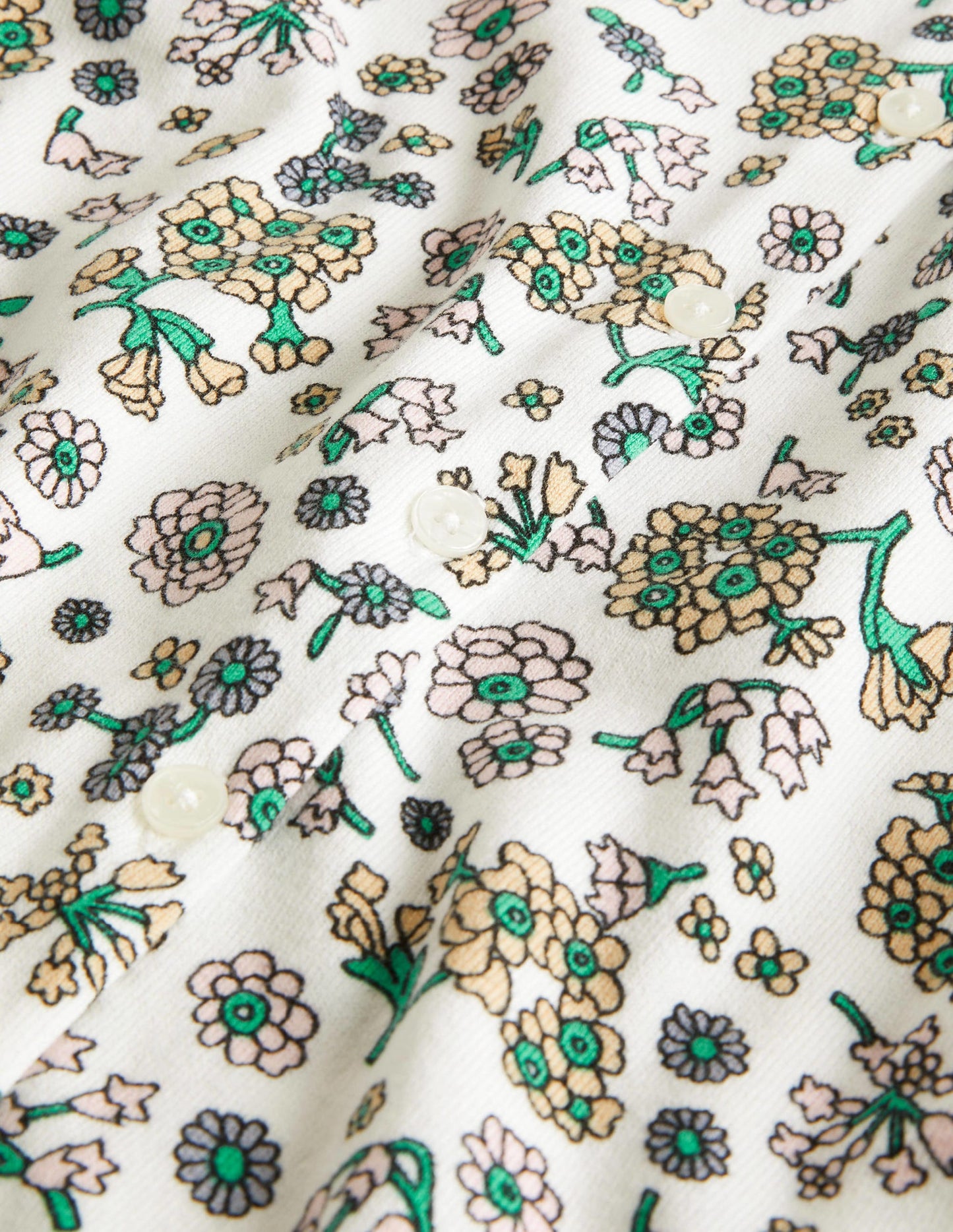 Cotton Crew Neck Cardigan-Ivory, Ditsy Charm