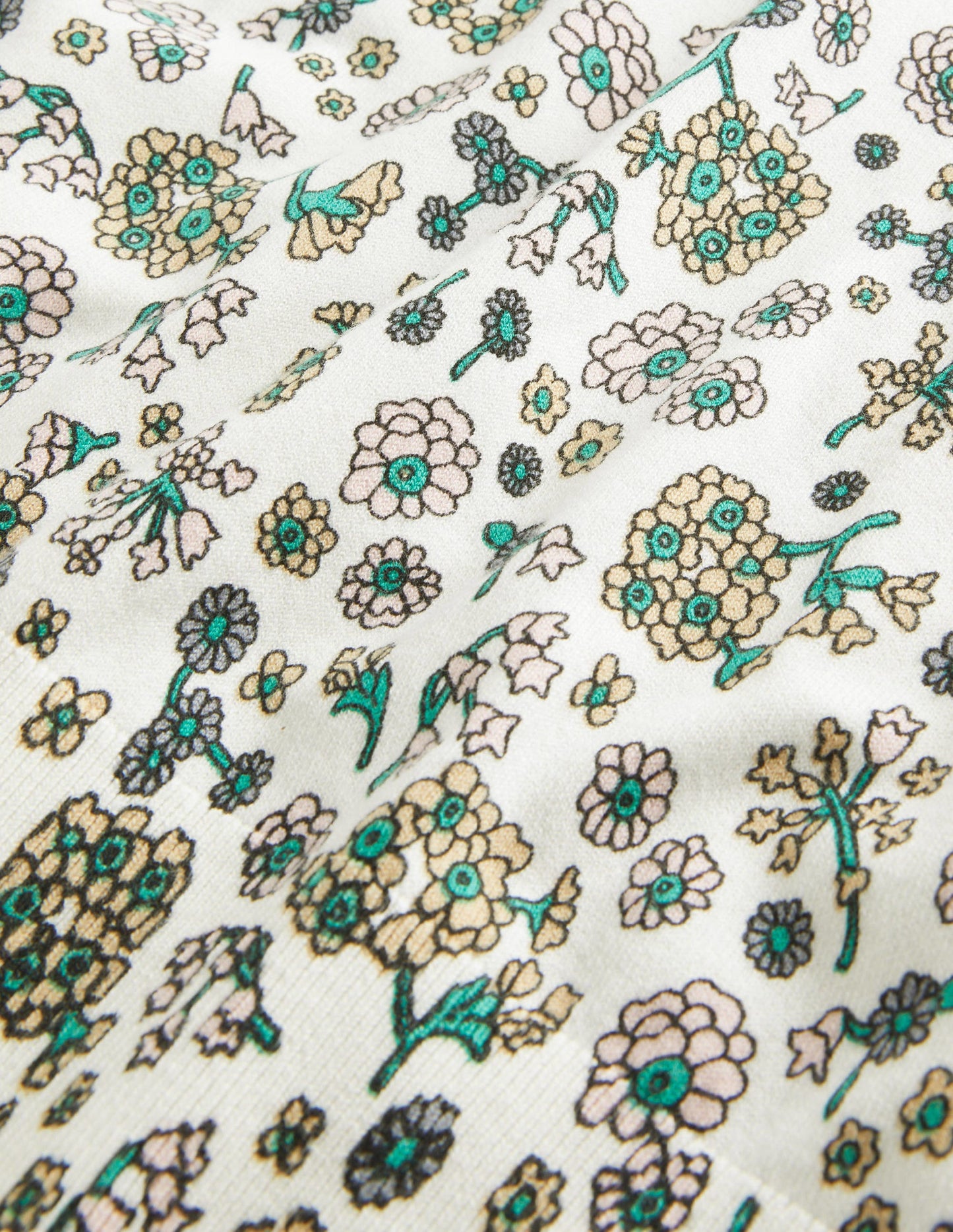 Cotton V-Neck Jumper-Ivory, Ditsy Charm