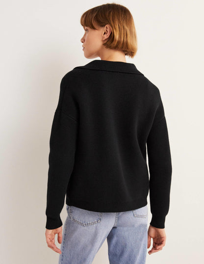 Wool Blend Cardigan-Black-3