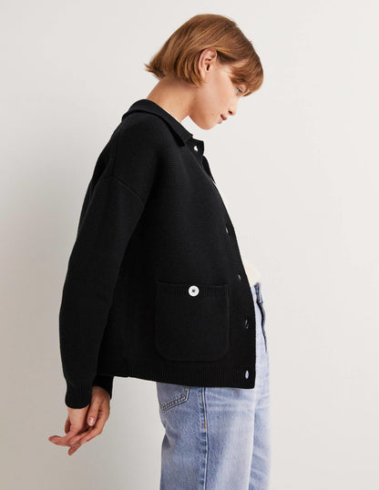 Wool Blend Cardigan-Black-5