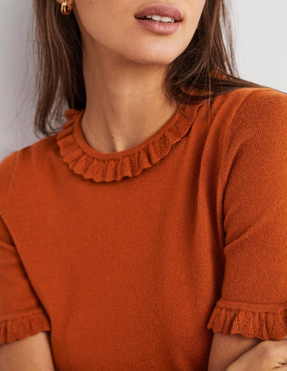 Merino Knitted T-shirt-Rust-2