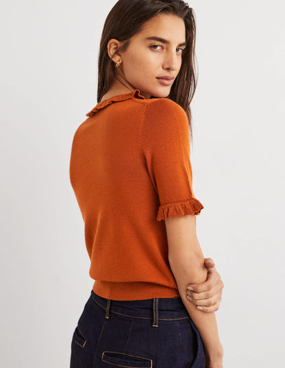 Merino Knitted T-shirt-Rust-3